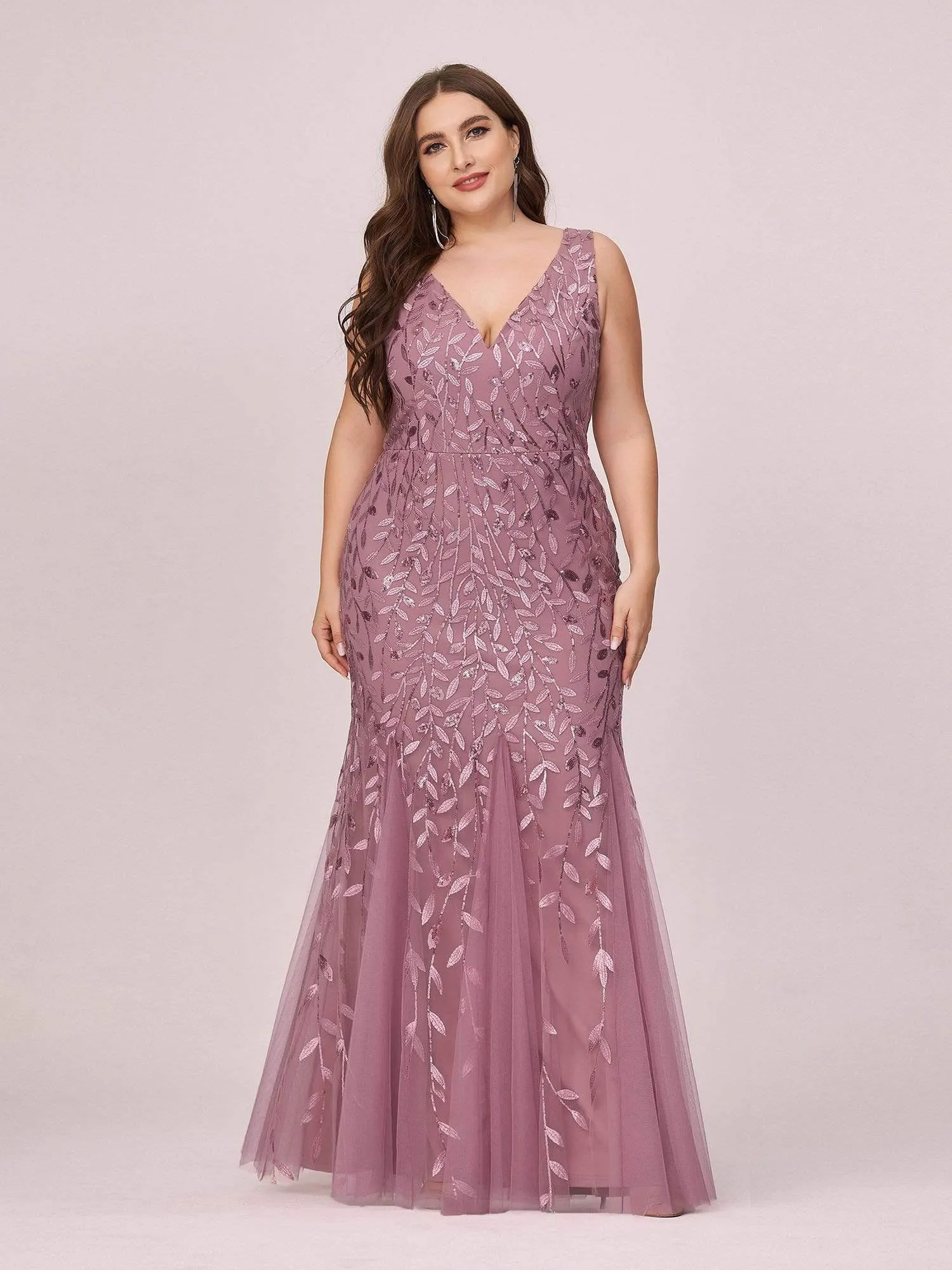 Women's Double V-Neck Fishtail Seuqin Prom Dress