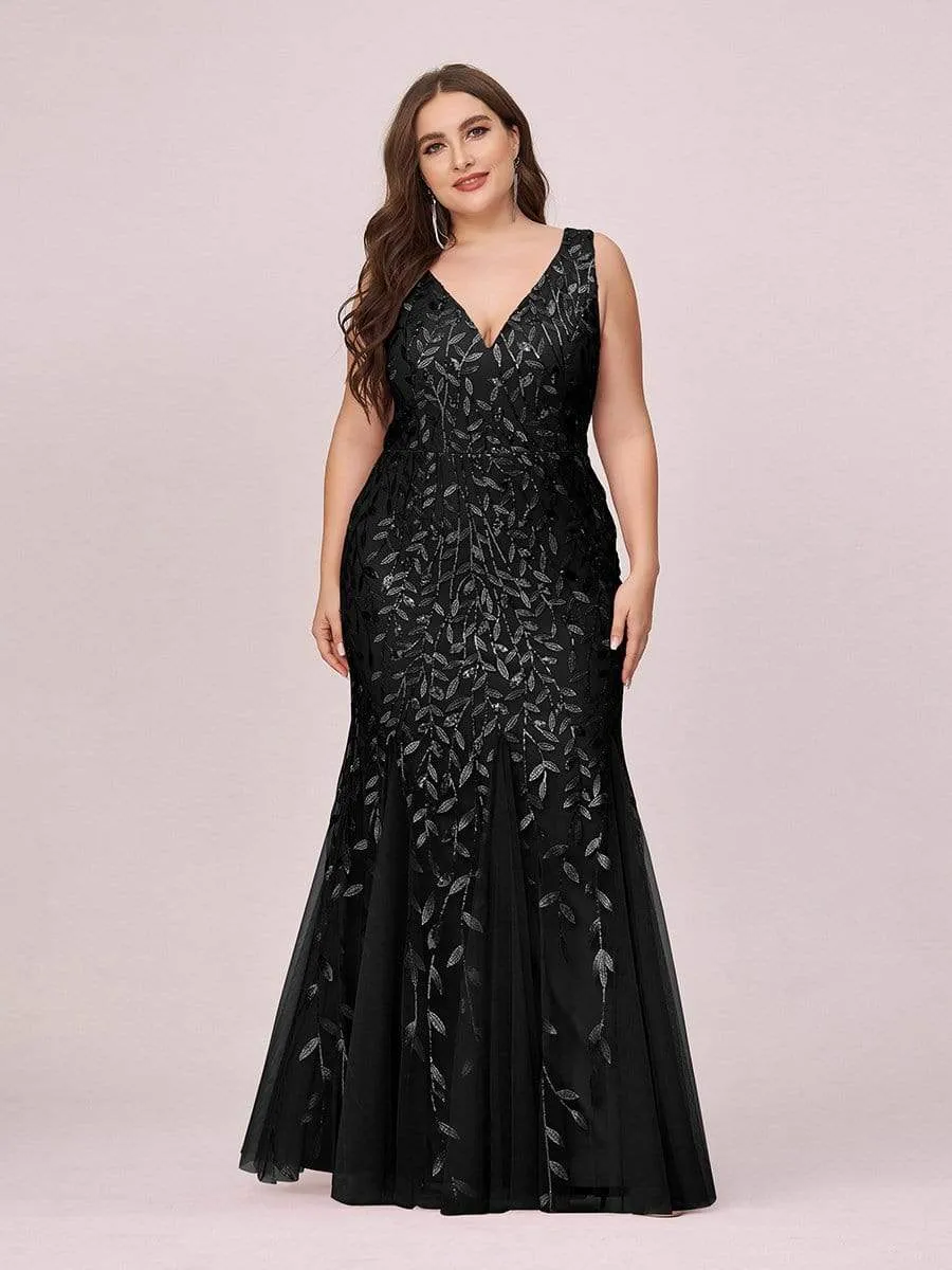 Women's Double V-Neck Fishtail Seuqin Prom Dress