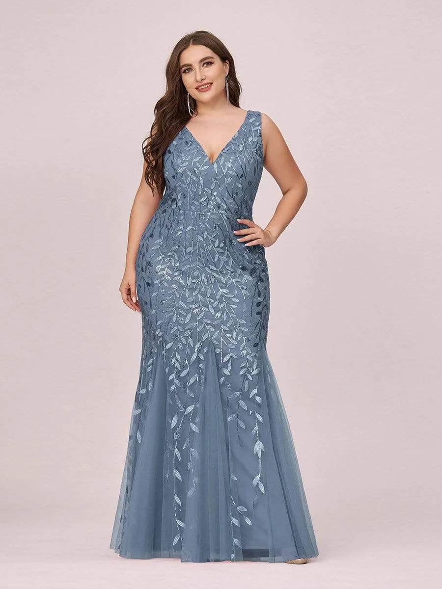 Women's Double V-Neck Fishtail Seuqin Prom Dress