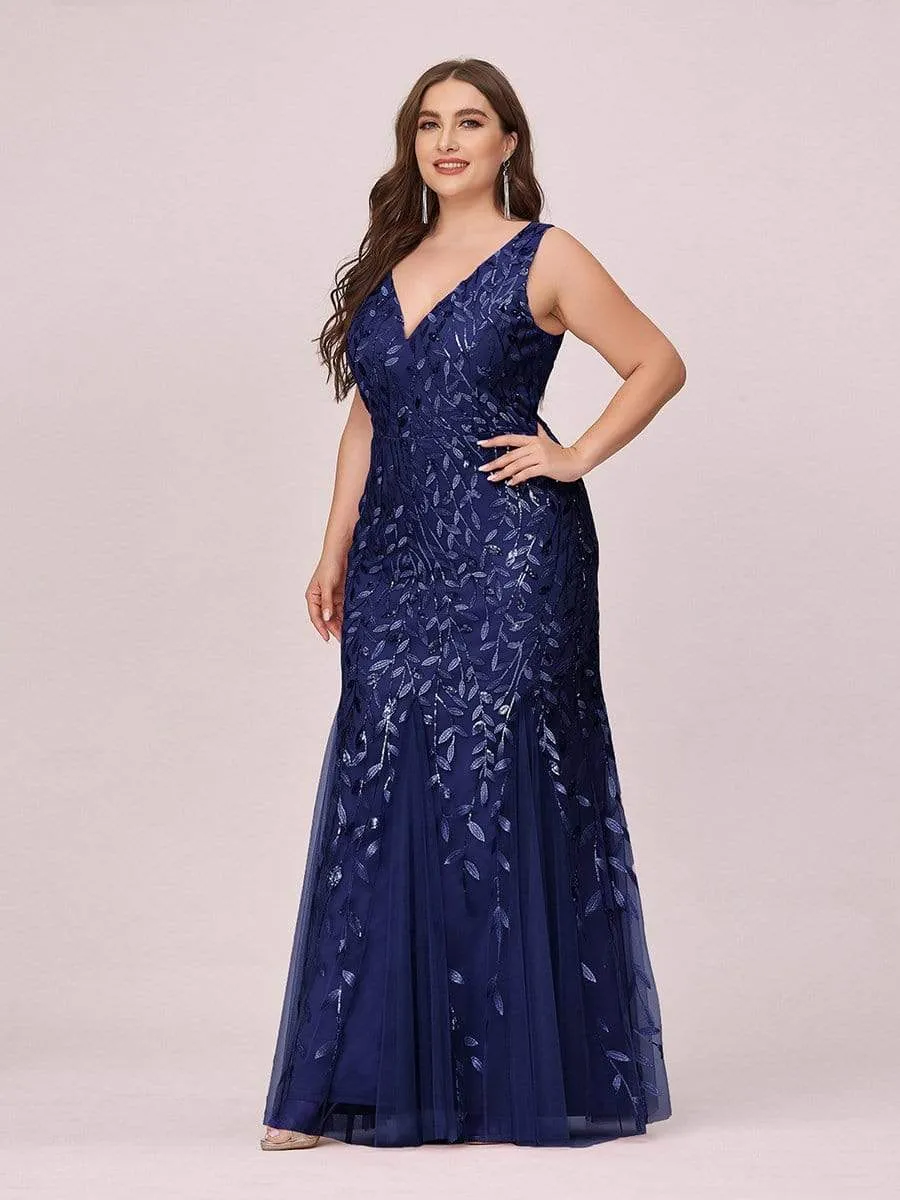 Women's Double V-Neck Fishtail Seuqin Prom Dress