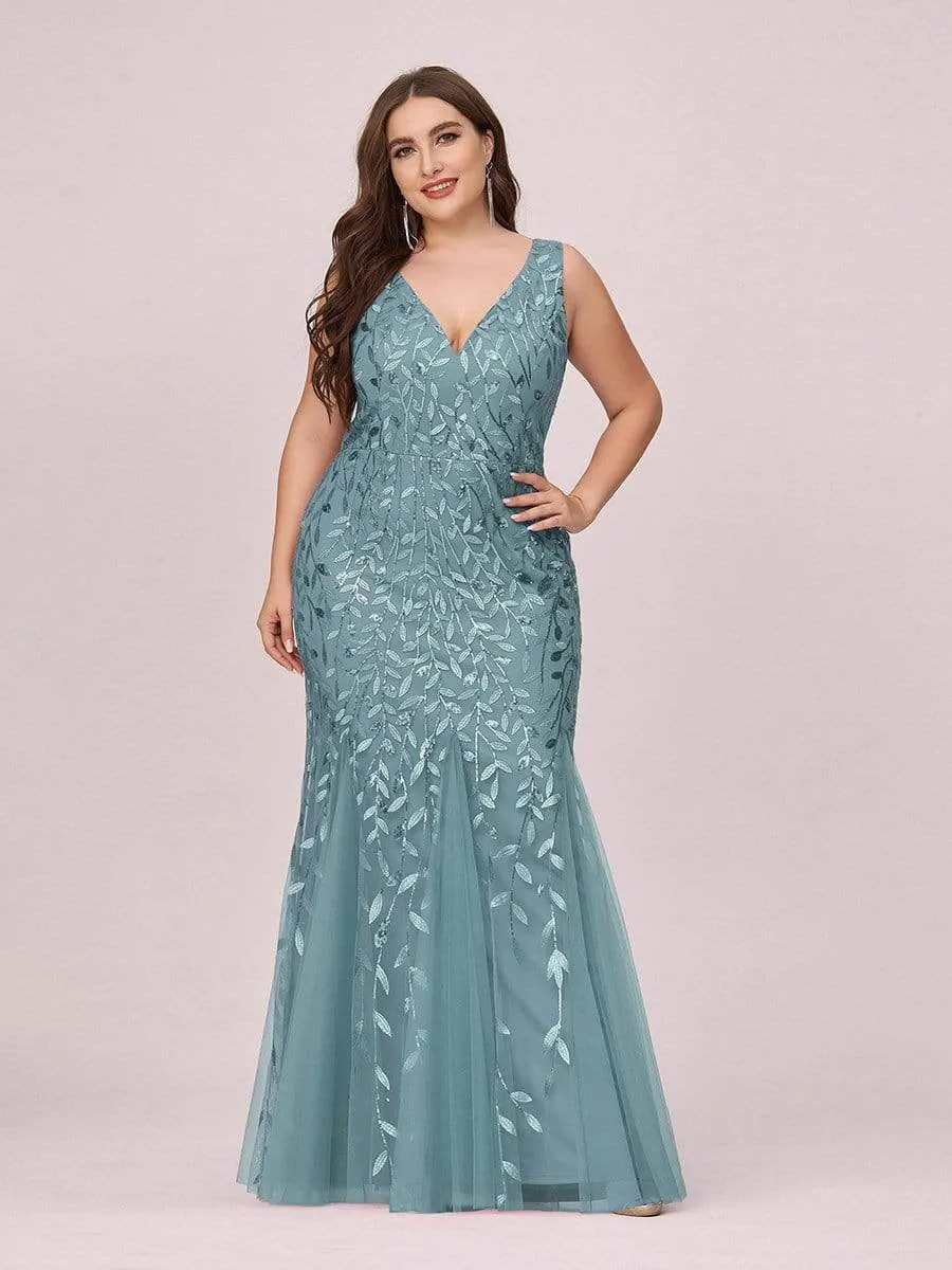 Women's Double V-Neck Fishtail Seuqin Prom Dress