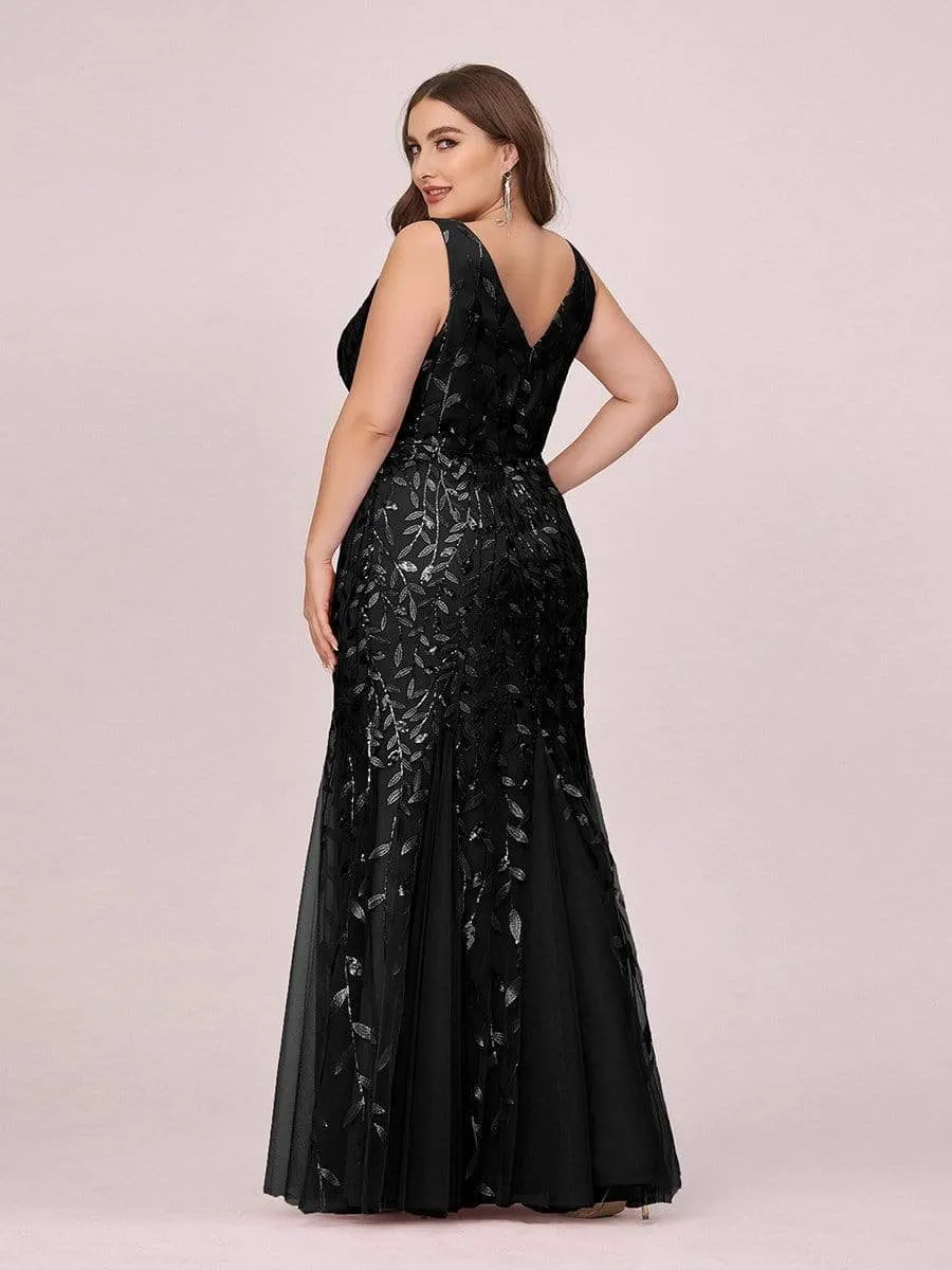 Women's Double V-Neck Fishtail Seuqin Prom Dress