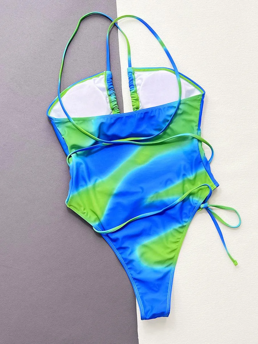 Women's Tie-Dye Hollow One-Piece Swimsuit | GFIT Chic Beachwear